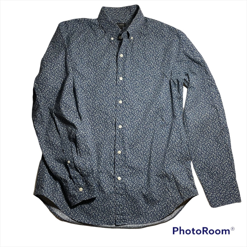 J. Crew navy print button down shirt size M